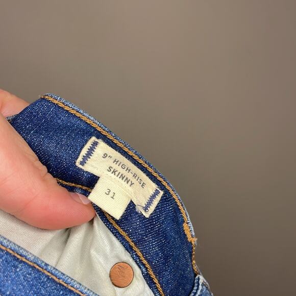 Madewell 9” High Rise Skinny Blue Denim Jeans Pants Women’s Size 31 Raw Hem - Picture 9 of 11